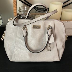 Kate Spade light gray leather crossbody satchel